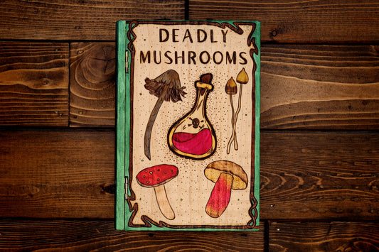 The Foragers Guide To Deadly Mushrooms - Wooden Book Dice Box