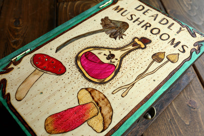 The Foragers Guide To Deadly Mushrooms - Wooden Book Dice Box