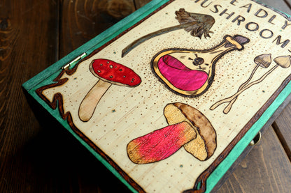 The Foragers Guide To Deadly Mushrooms - Wooden Book Dice Box