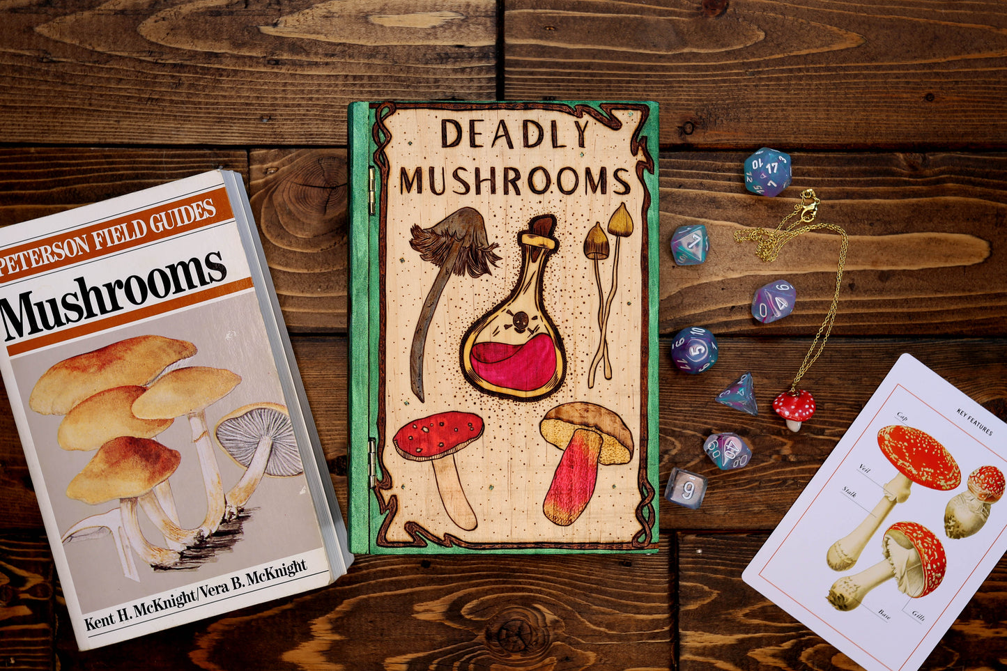 The Foragers Guide To Deadly Mushrooms - Wooden Book Dice Box