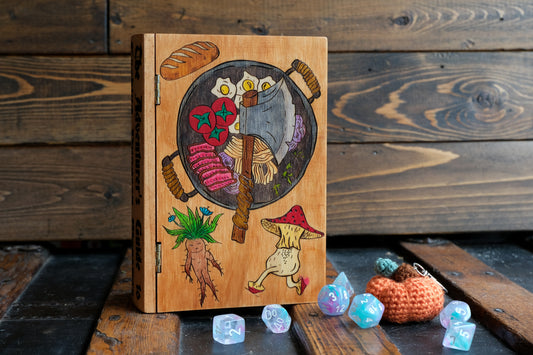 The Adventurer's Guide to Cooking Dungeon Monsters - Wooden Book Dice Box