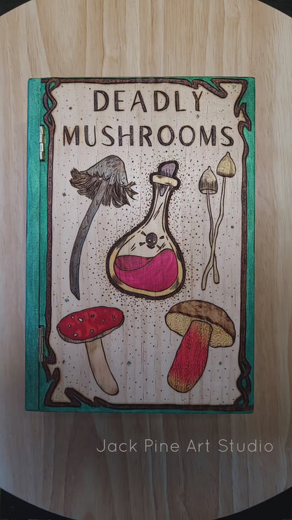 The Foragers Guide To Deadly Mushrooms - Wooden Book Dice Box